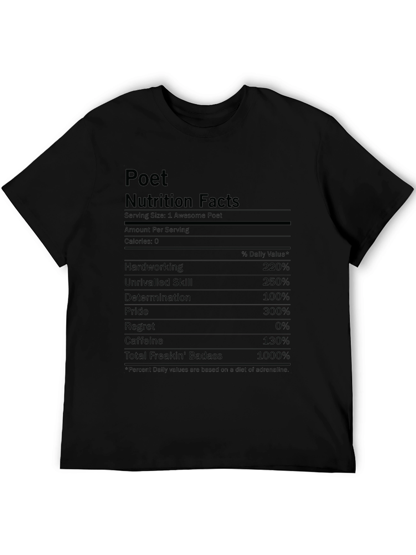 Black Poet Nutrition Facts Graphic Tee - Badass Poet Shirt view 5