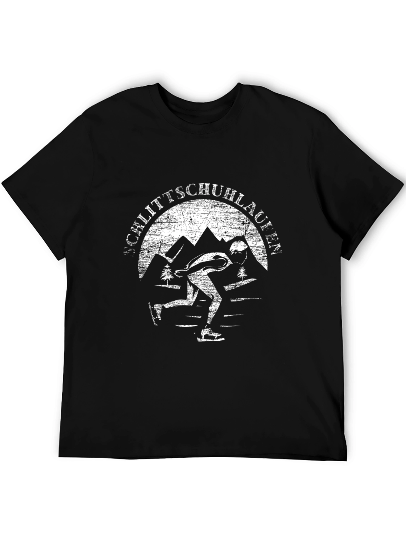 Black Retro Speed Skating T-Shirt - Schlittschuhlaufen Design view 5
