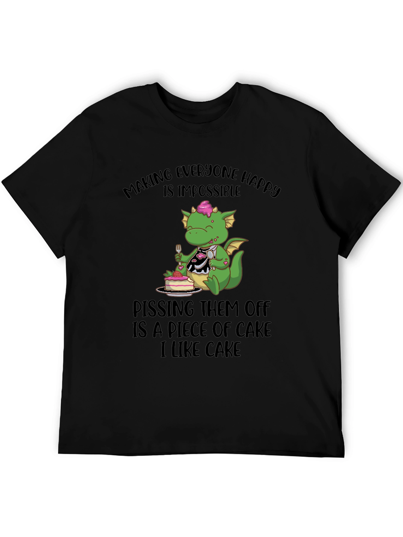 Black Funny Dragon Cake Lover T-Shirt view 5