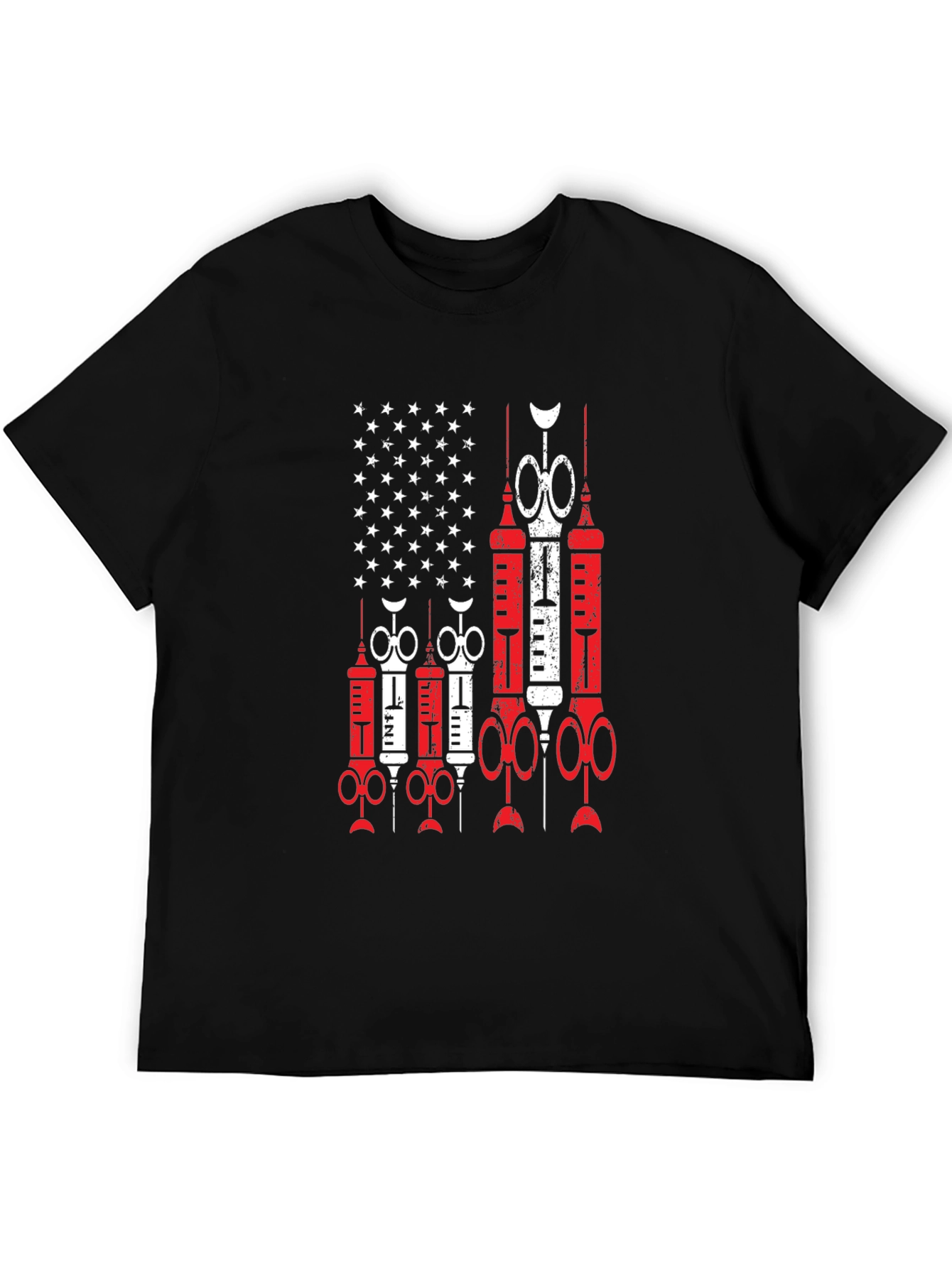 Black Novelty Graphic Tee: Patriotic Vaccine Design view 5