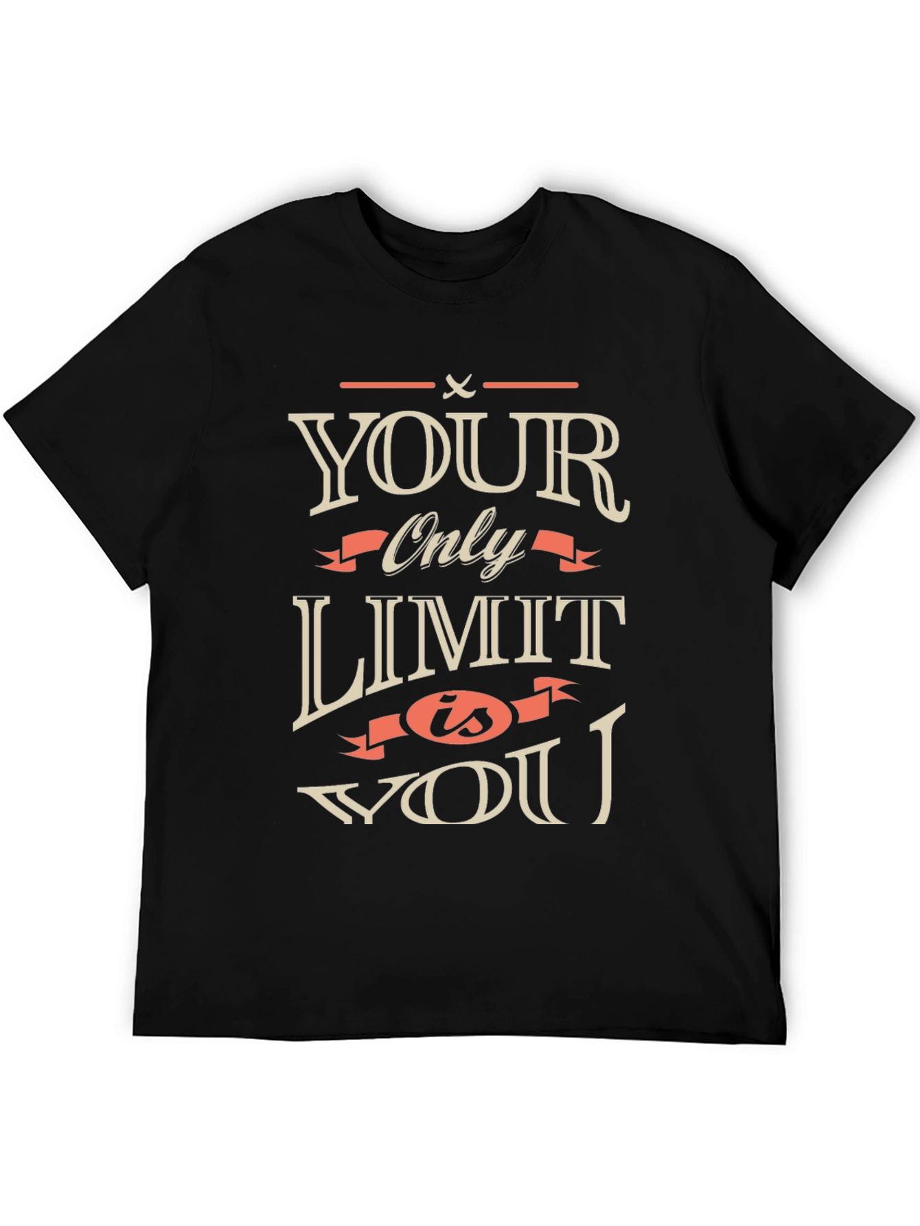 Black Motivational 'Your Only Limit is You' Black T-Shirt view 5