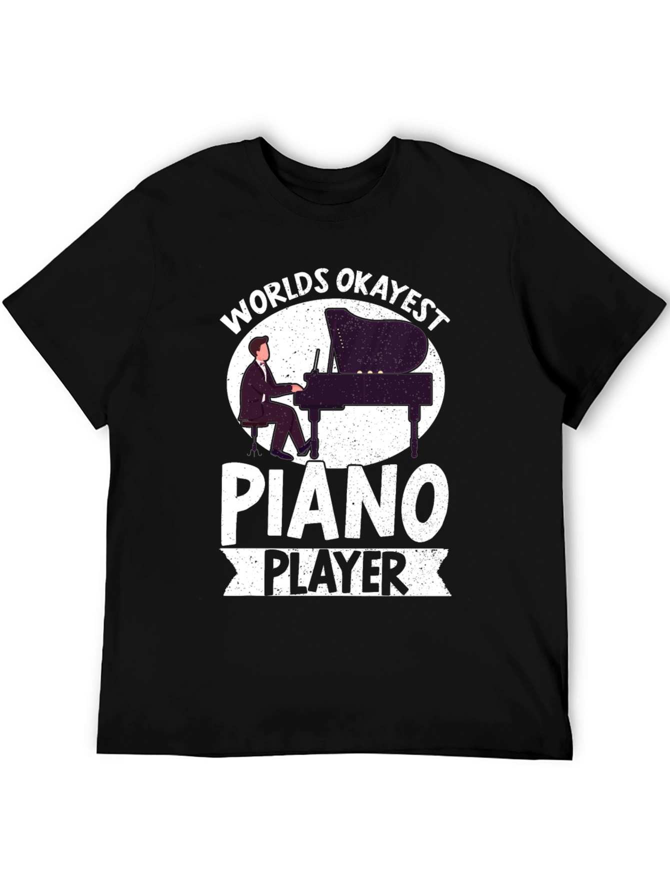 Black Worlds Okayest Piano Player Graphic T-Shirt view 5