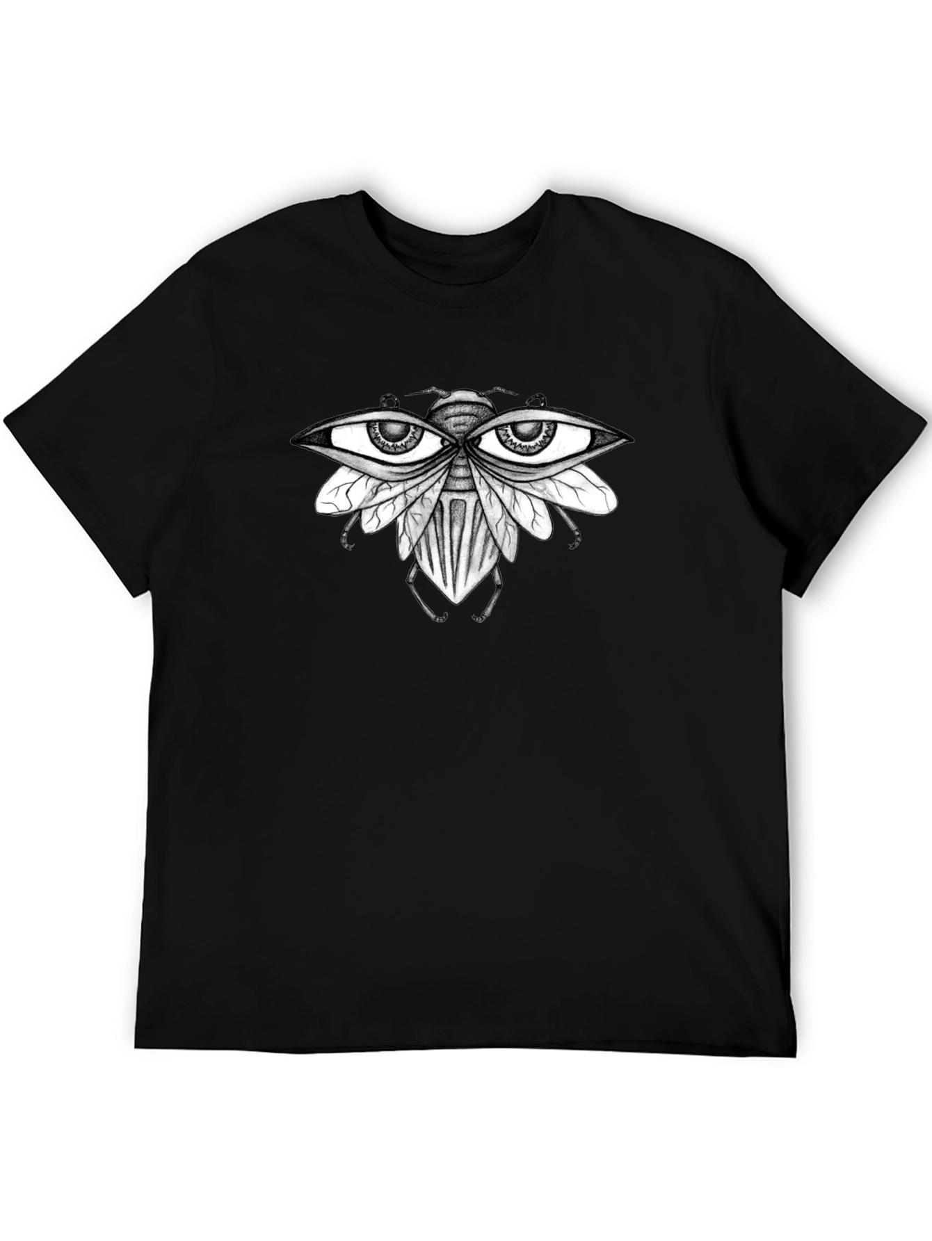 Black Eye-Catching Fly Graphic T-Shirt - Unique Design view 5