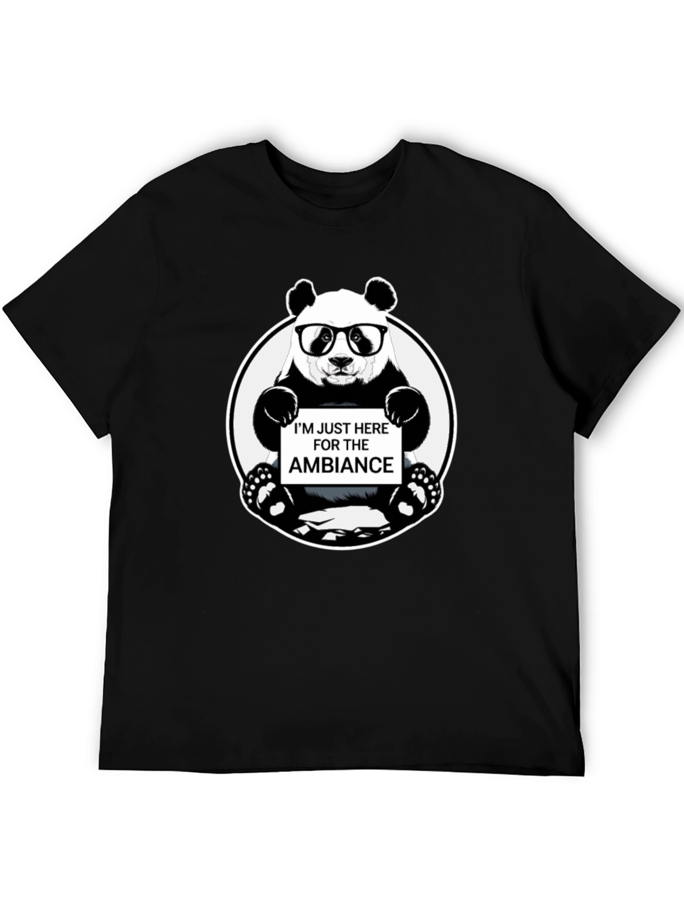 Black Funny Panda 'Ambiance' Graphic Print Black T-Shirt view 5