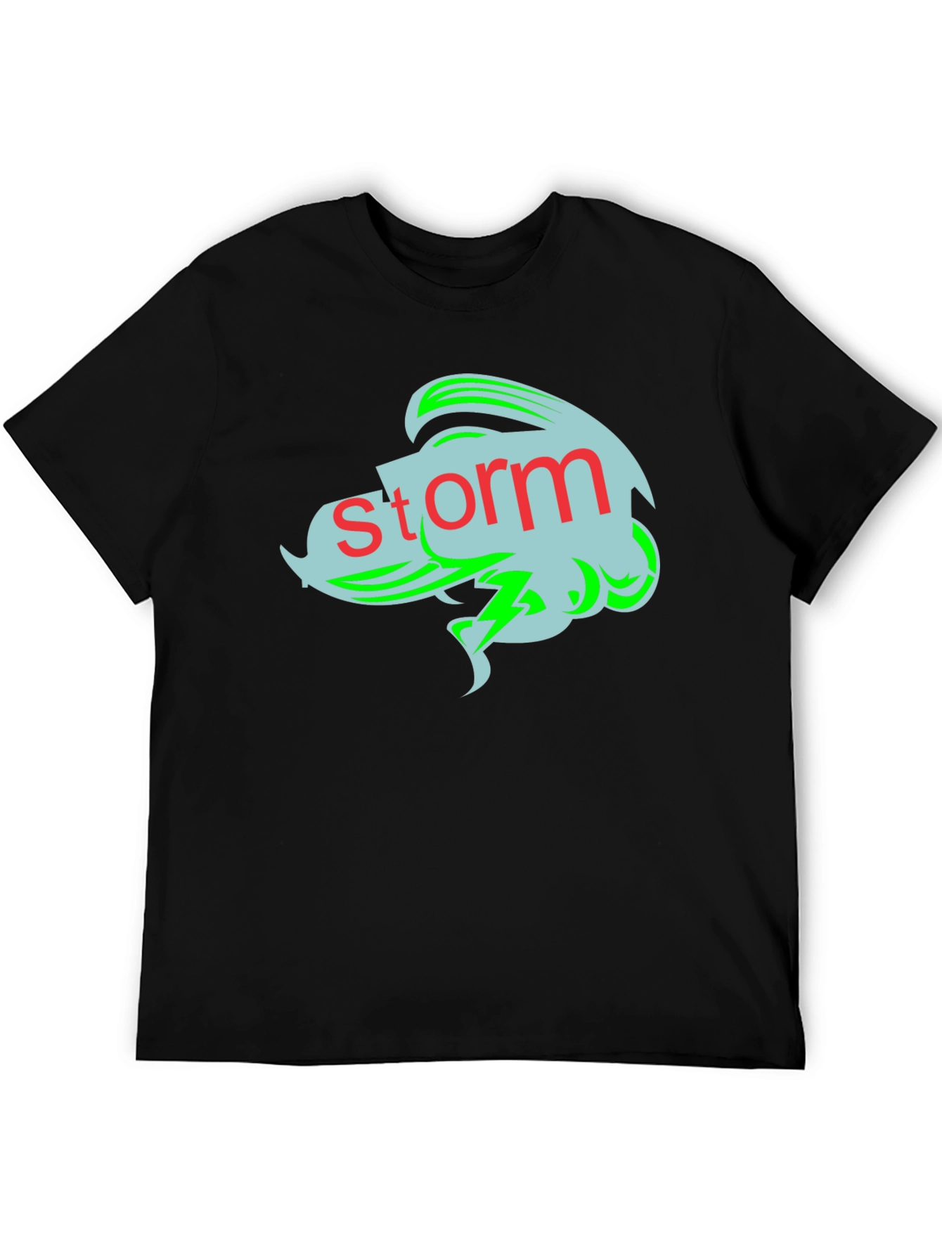 Black Storm Graphic Tee - Black Cotton T-Shirt view 5