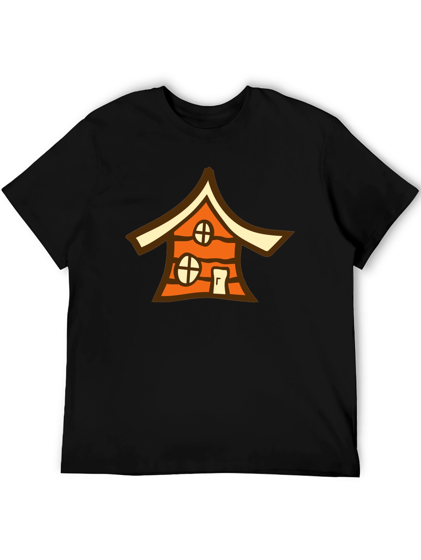 Black Cartoon House Graphic Black T-Shirt view 5
