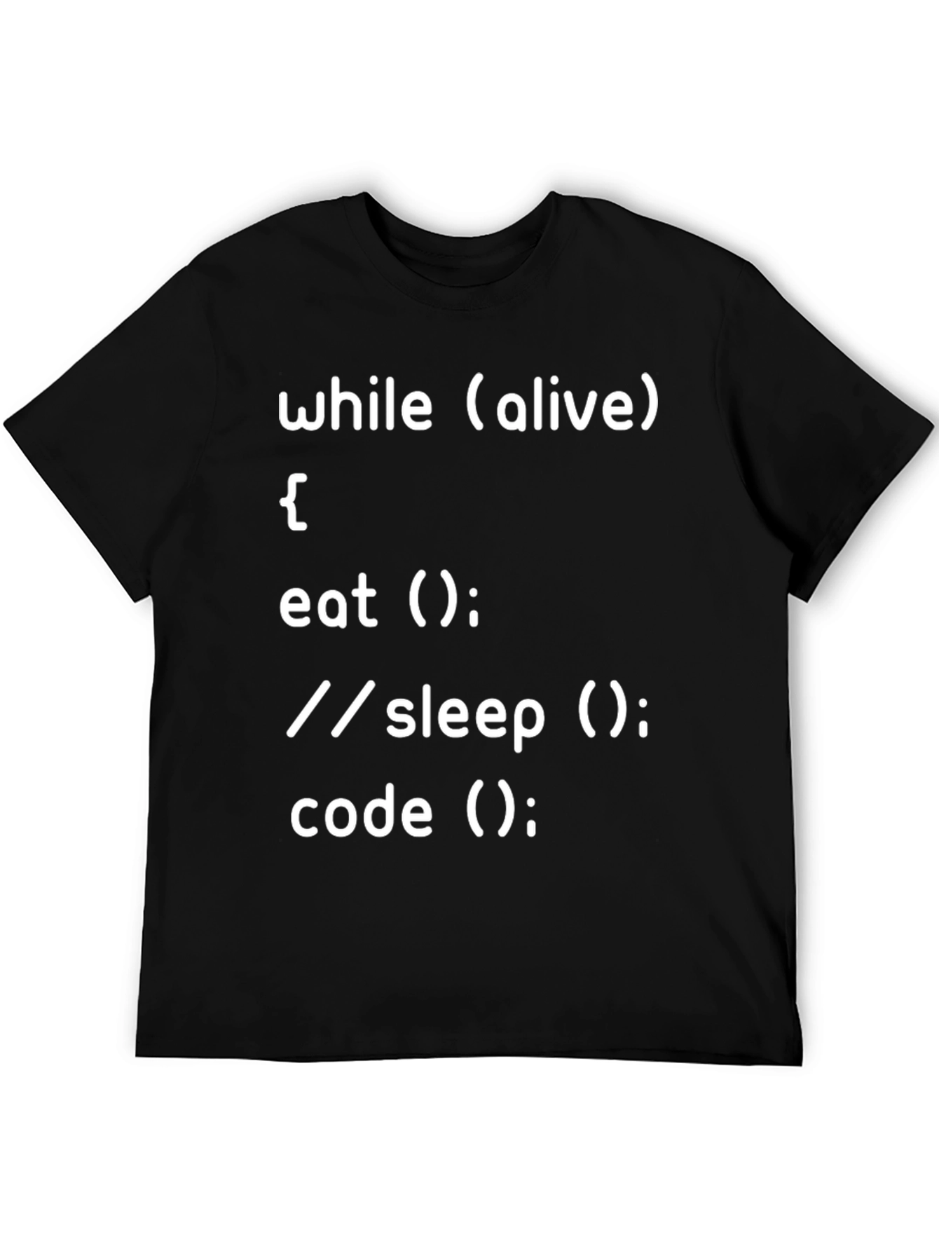 Black Programmer T-Shirt - While Alive Eat Code Sleep Funny Coder Tee view 5