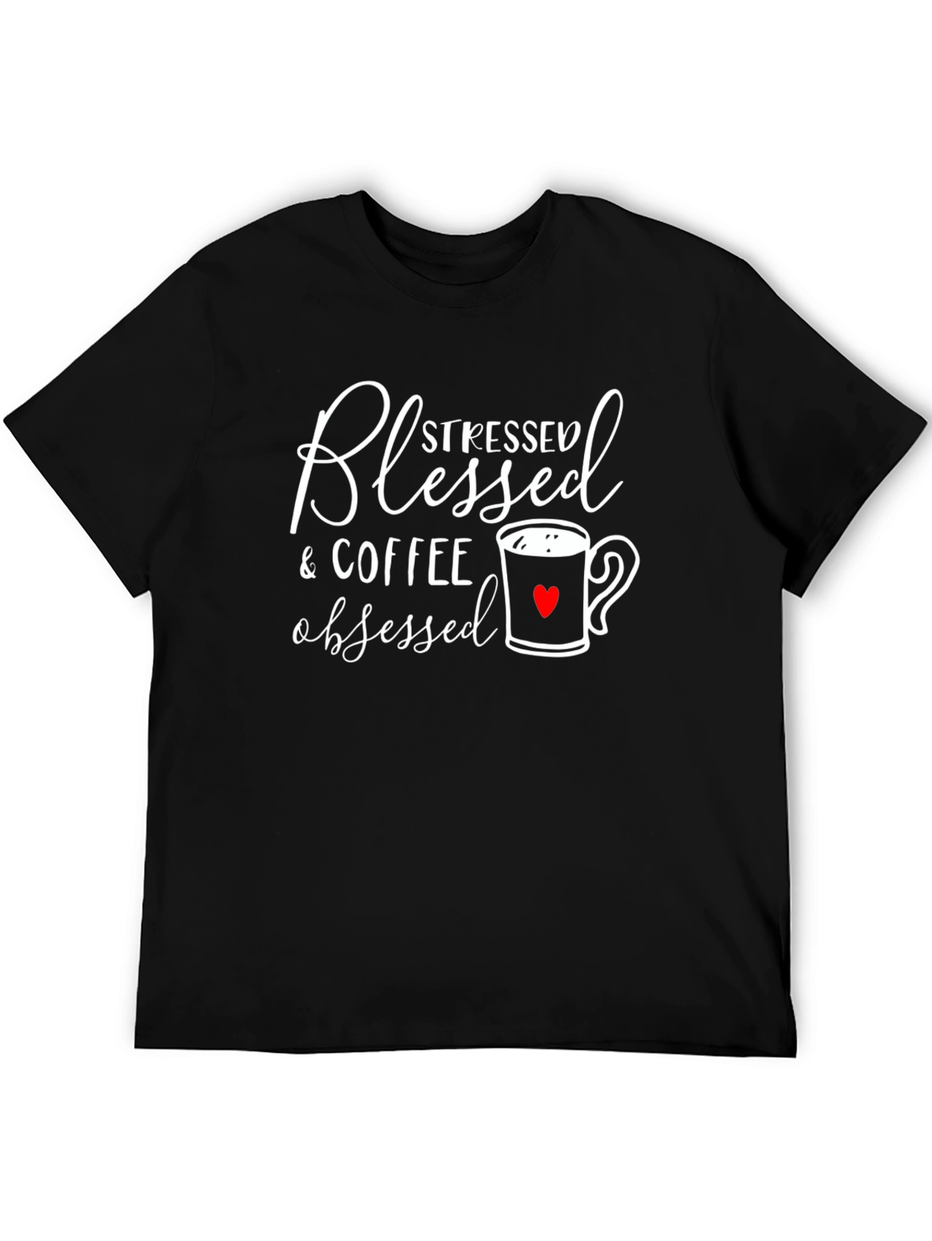 Black Blessed Stressed Coffee Obsessed T-Shirt view 5