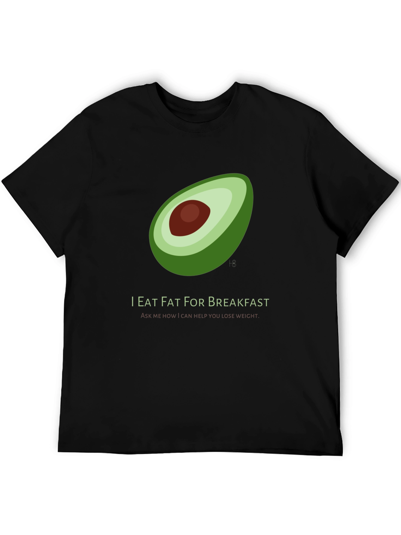 Black I Eat Fat for Breakfast T-Shirt - Avocado Graphic view 5