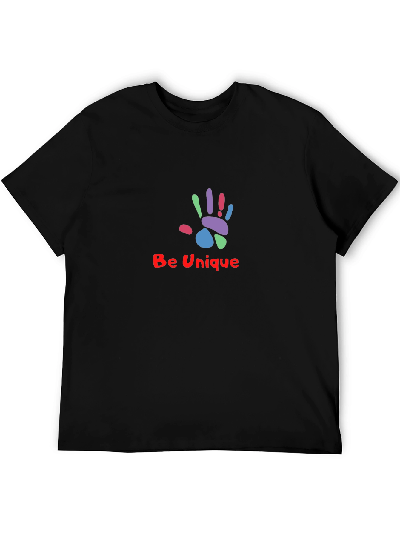 Black Unique Handprint Graphic Tee - Stylish Black T-Shirt view 5
