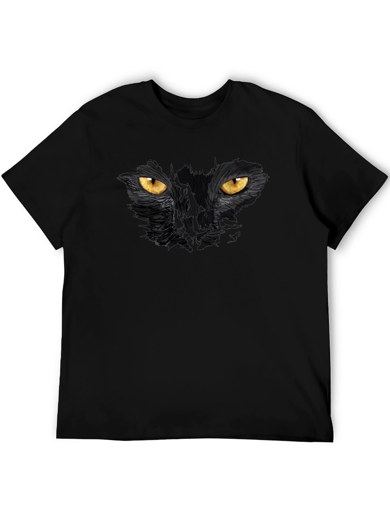 Black Black Cat Eyes Graphic T-Shirt - Men's Casual Tee view 5