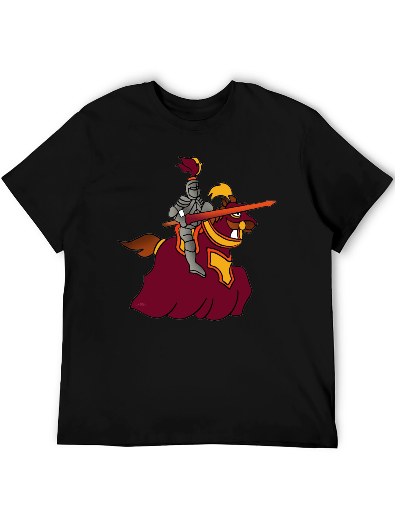 Black Knight on Horseback Graphic Black T-Shirt view 5