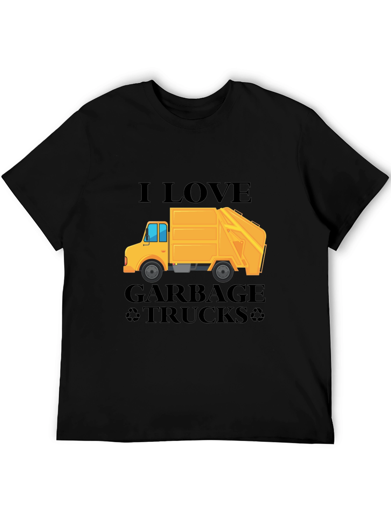 Black I Love Garbage Trucks T-Shirt - Black Crew Neck Tee view 5