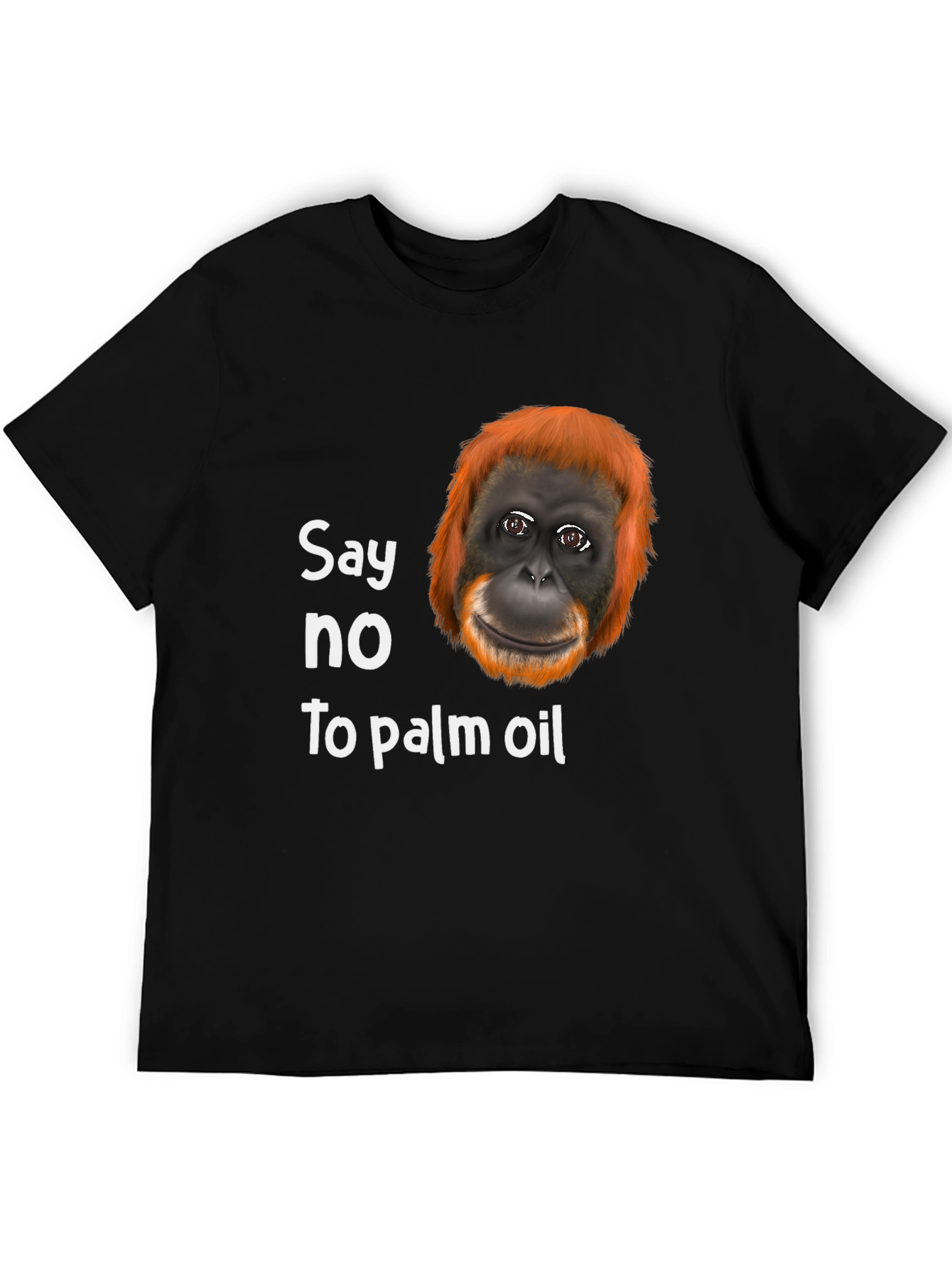 Black Say No to Palm Oil T-Shirt - Orangutan Design view 5