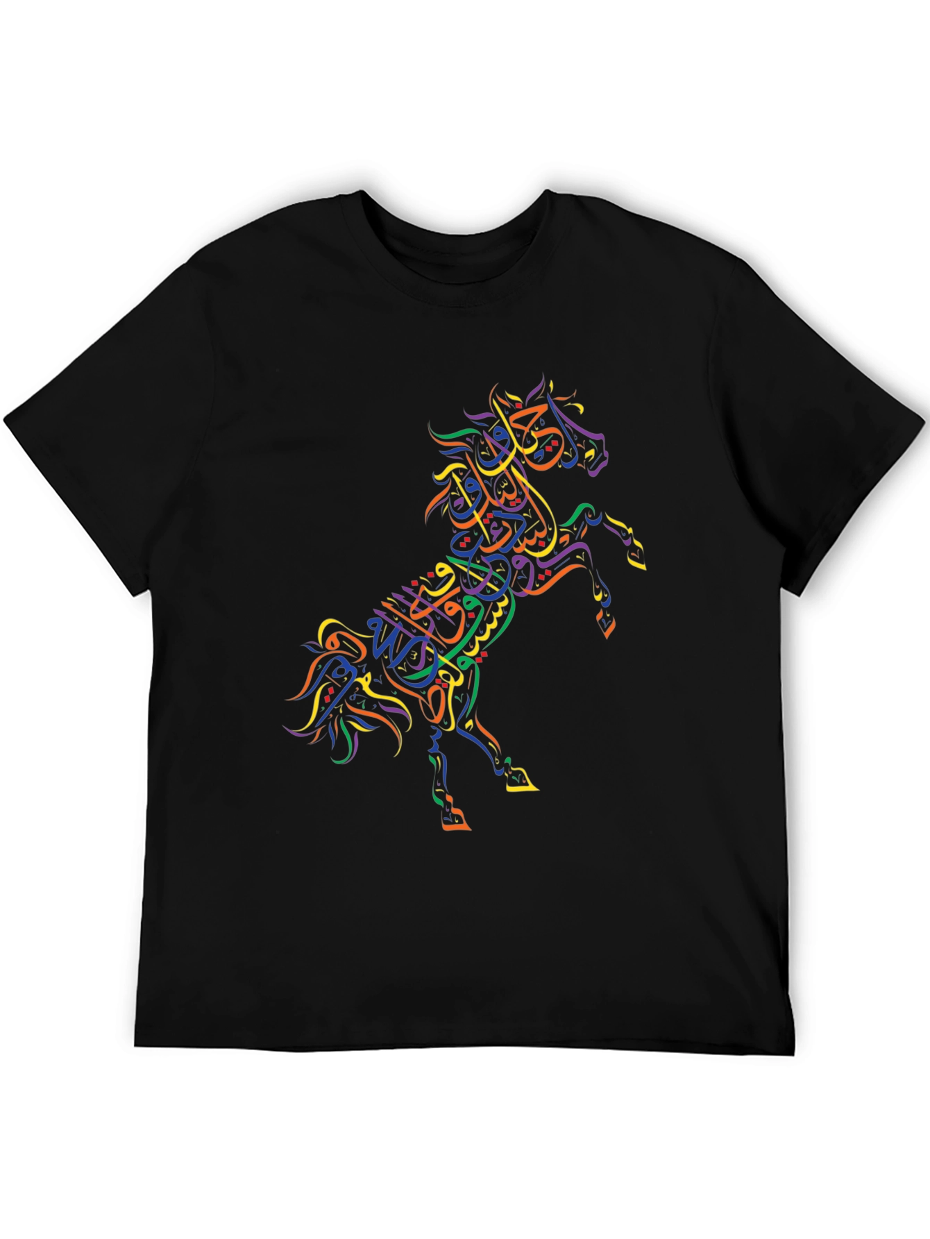 Black Calligraphic Horse Graphic T-Shirt view 5