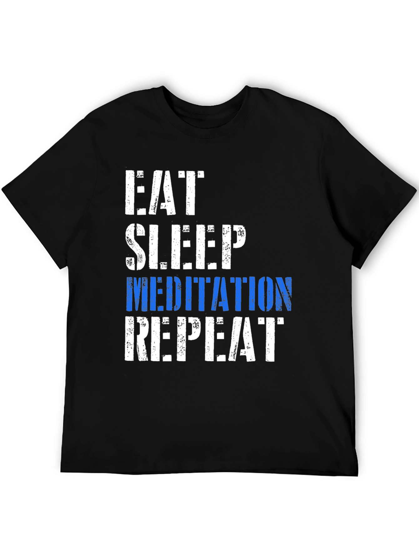 Black Eat Sleep Meditation Repeat Graphic T-Shirt view 5