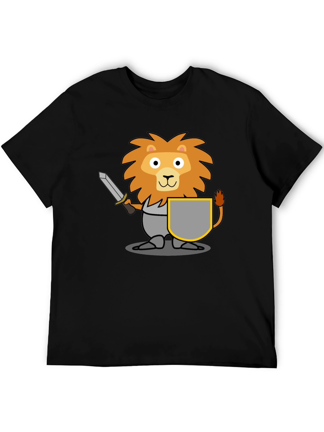 Black Lion Knight T-Shirt - Cartoon Graphic Tee view 5
