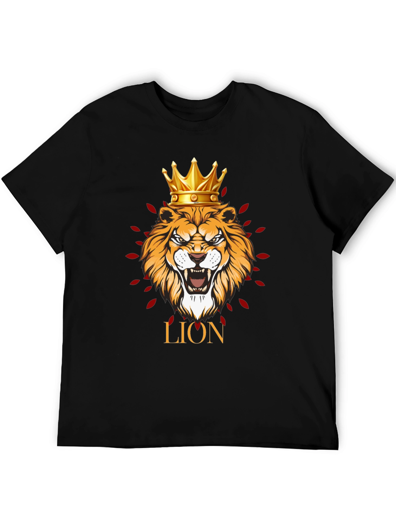 Black Lion King Graphic Print Men's Black T-Shirt view 5