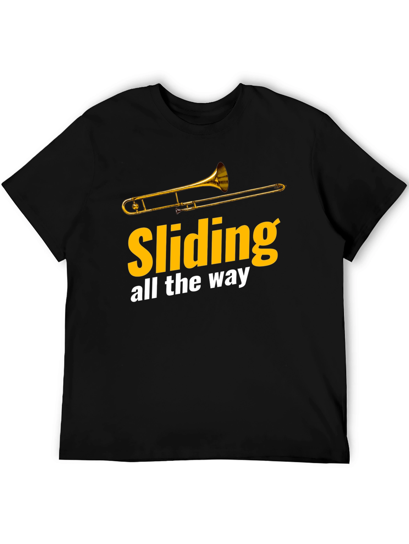 Black Sliding All The Way Trombone T-Shirt view 5