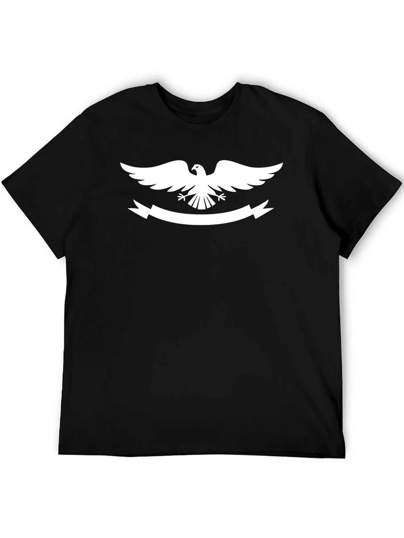 Black Eagle Crest Graphic Tee - Classic Black Cotton T-Shirt view 5