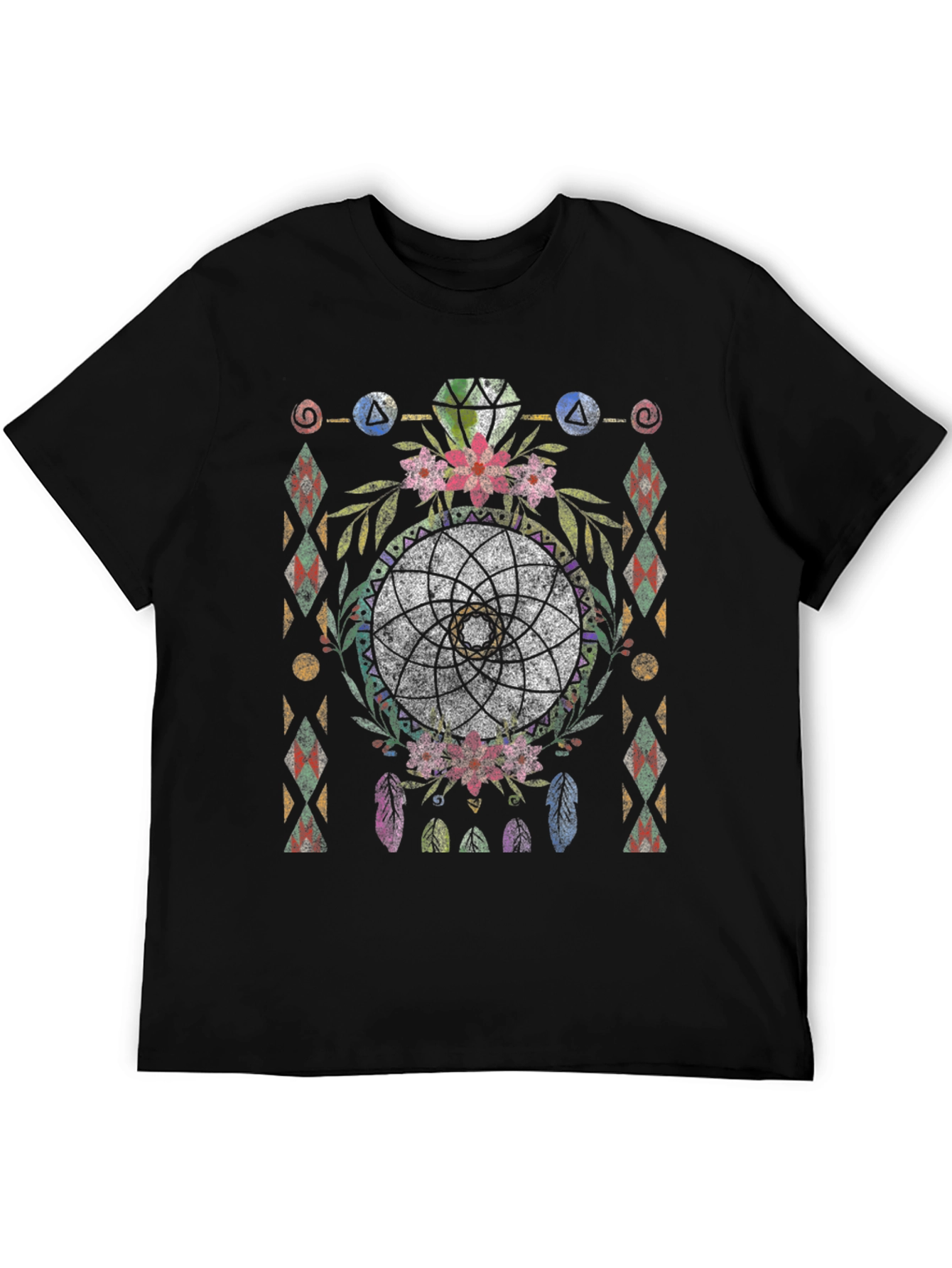 Black Boho Dreamcatcher Graphic Tee - Tribal Style view 5