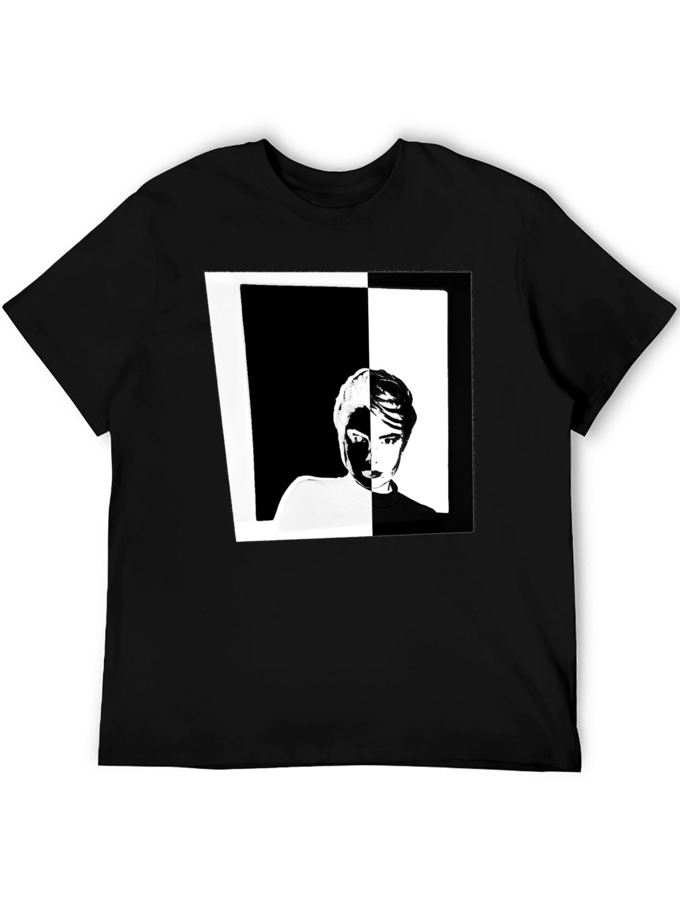 Black Abstract Face Graphic Black T-Shirt view 5