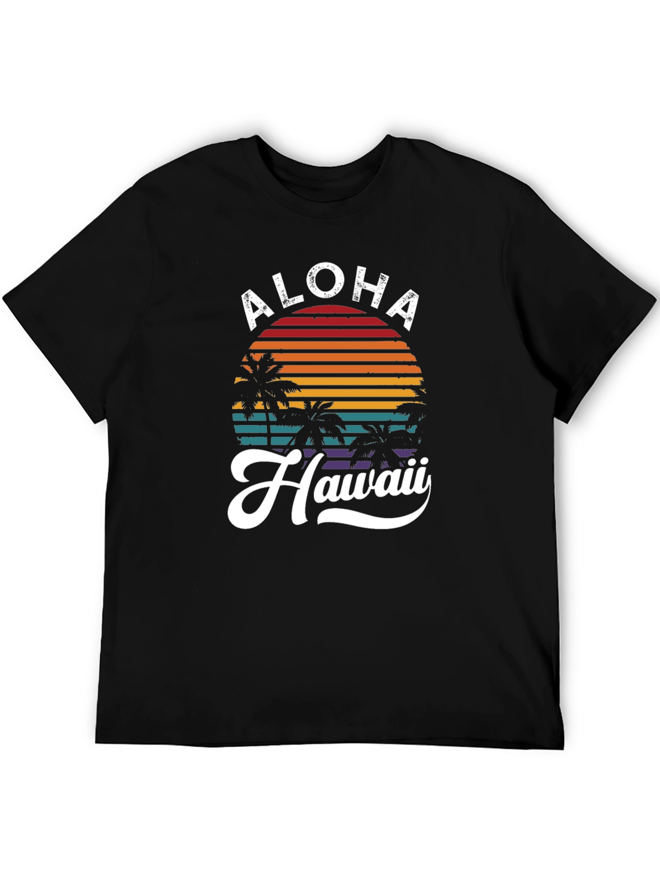 Black Aloha Hawaii Graphic T-Shirt - Tropical Retro Design view 5