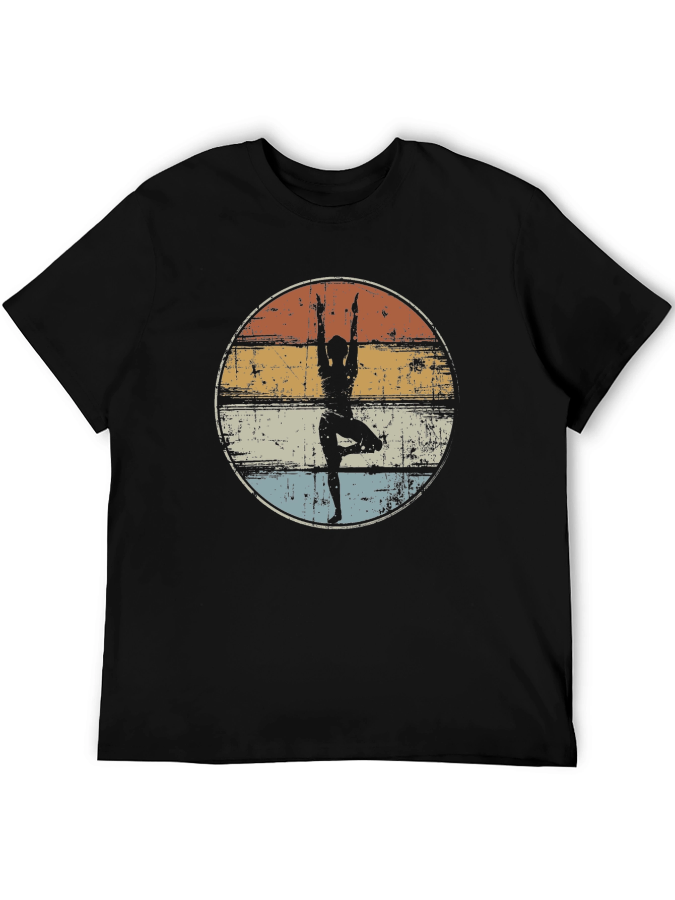 Black Yoga Silhouette Graphic Tee - Vintage Style view 5