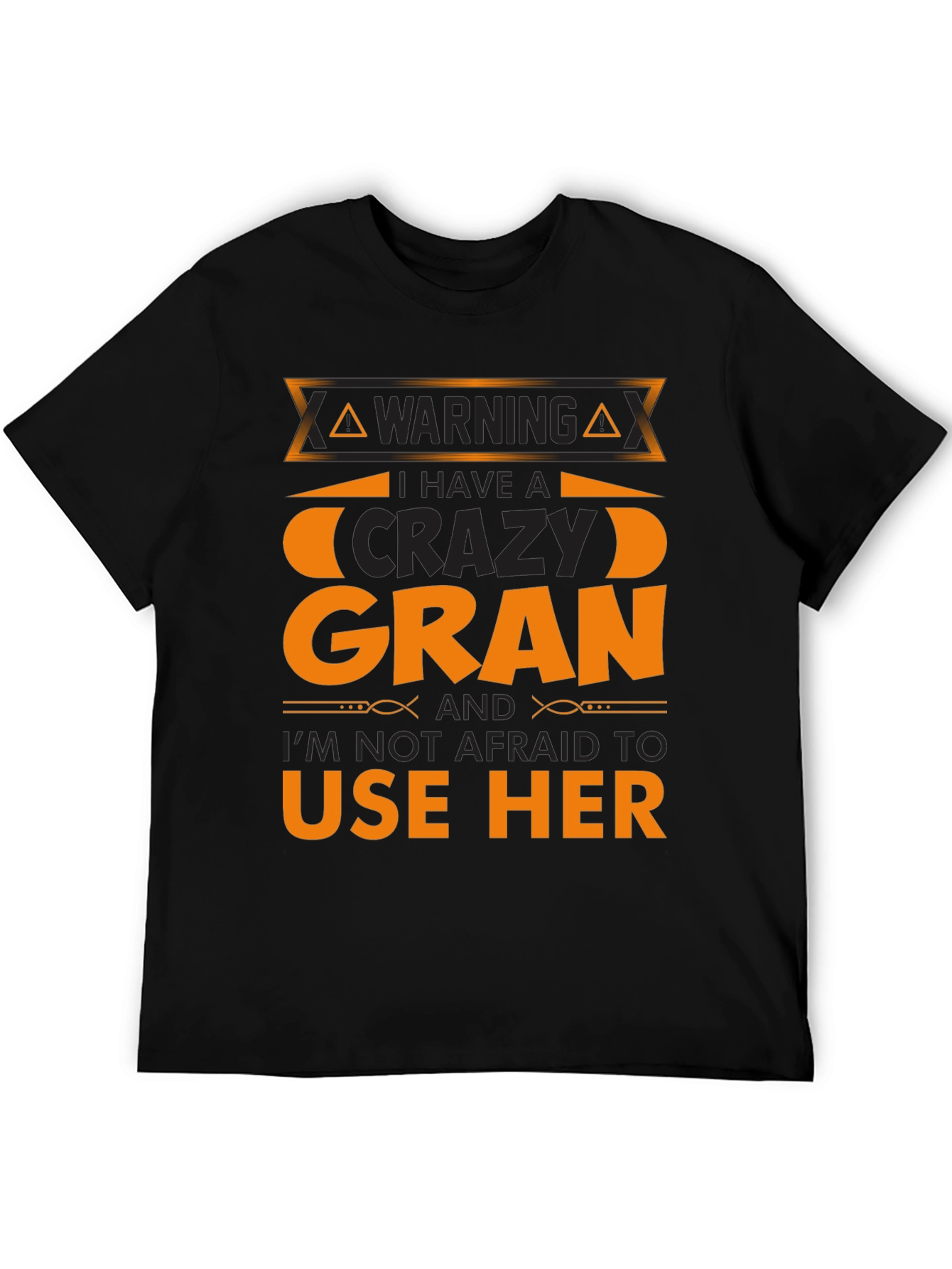 Black Warning Crazy Gran T-Shirt Novelty Graphic Tee view 5