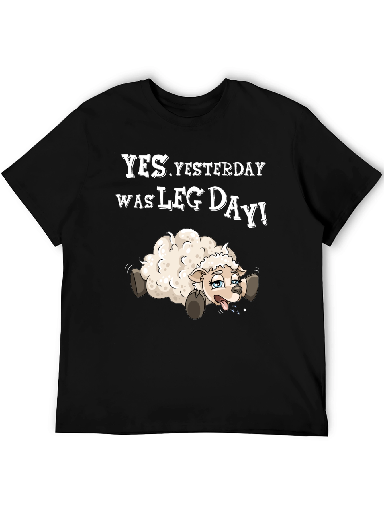 Black Funny Leg Day T-Shirt - Sheep Design view 5