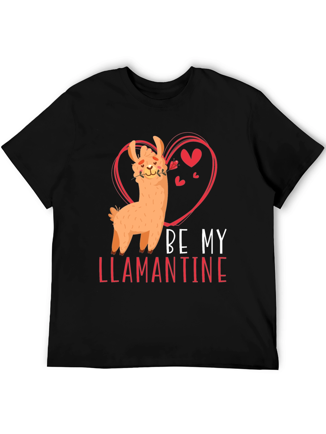 Black Be My Llamantine Black T-Shirt view 5