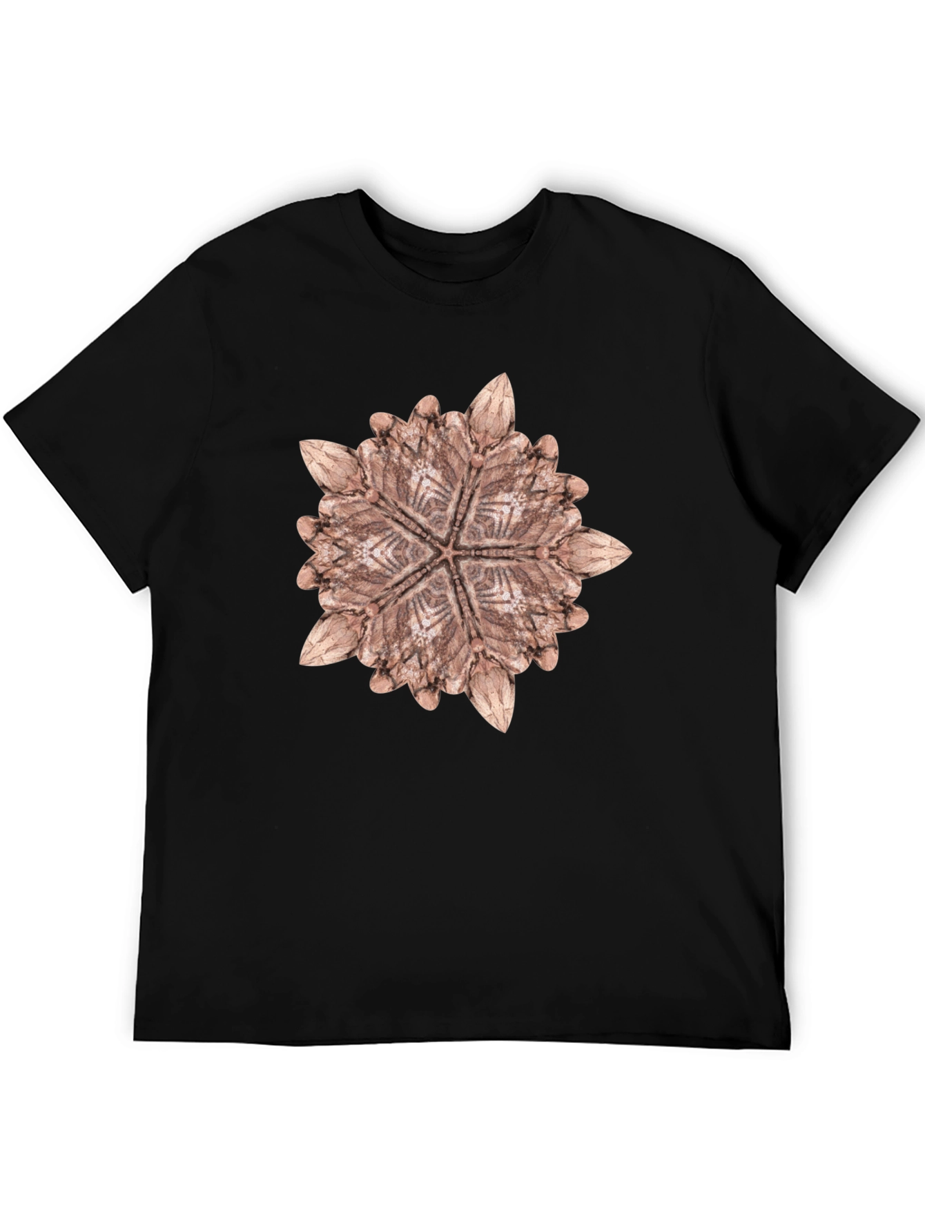 Black Abstract Radial Pattern Black T-Shirt view 5