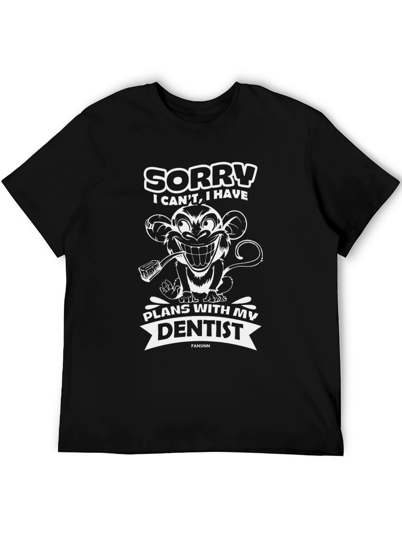 Black Funny Dentist Monkey Graphic T-Shirt view 5