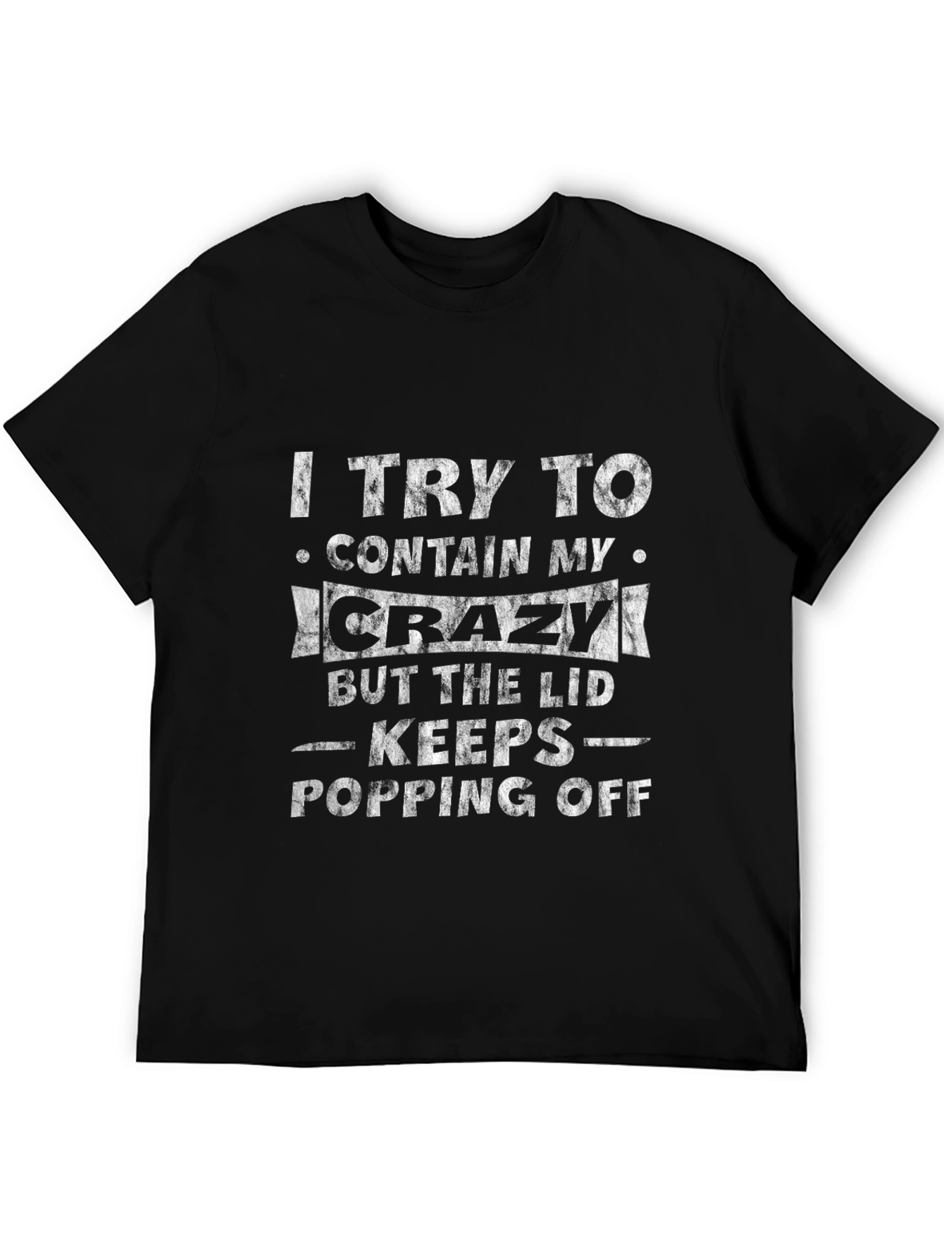 Black Crazy Lid Funny Graphic T-Shirt view 5