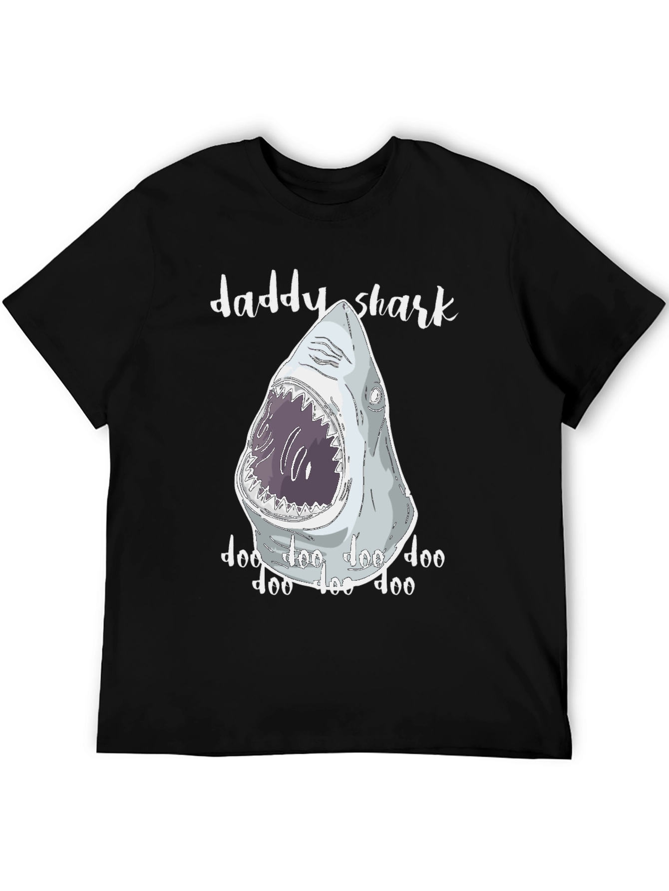Black Daddy Shark T-Shirt - Novelty Graphic Tee view 5