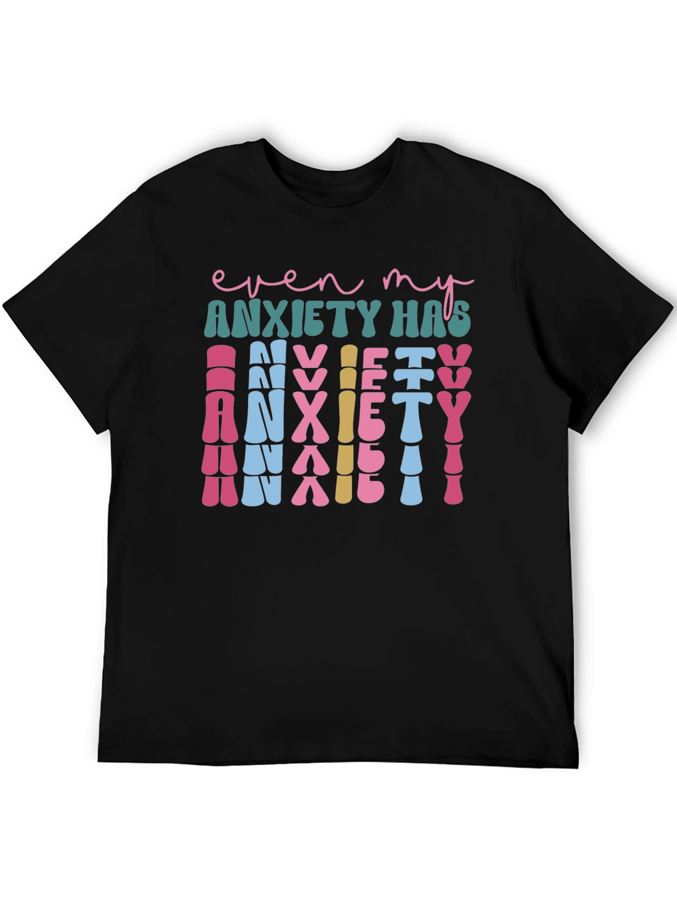 Black Anxiety Graphic Tee - Unique Statement Shirt view 5
