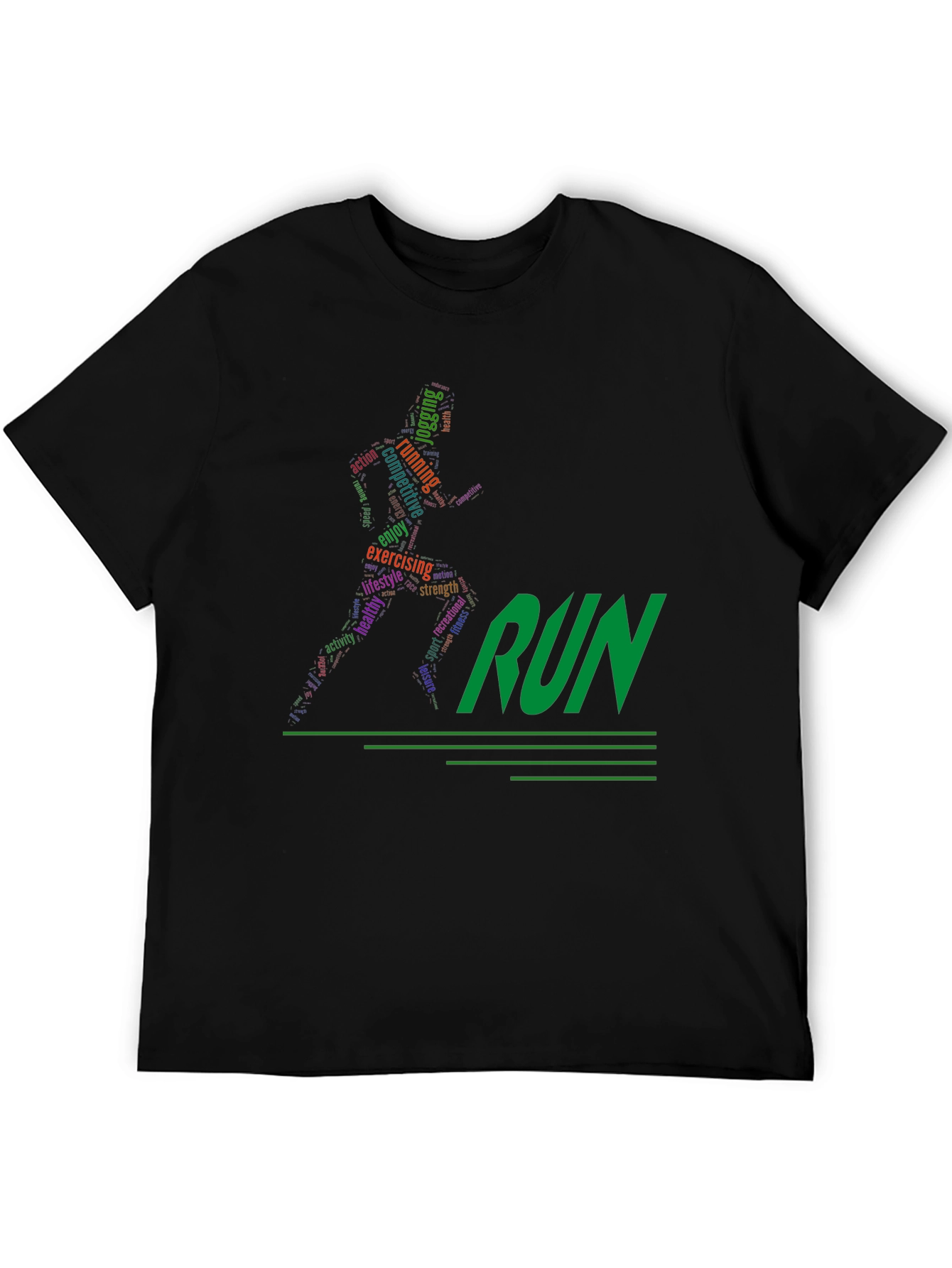 Black Run Word Art Graphic Tee view 5