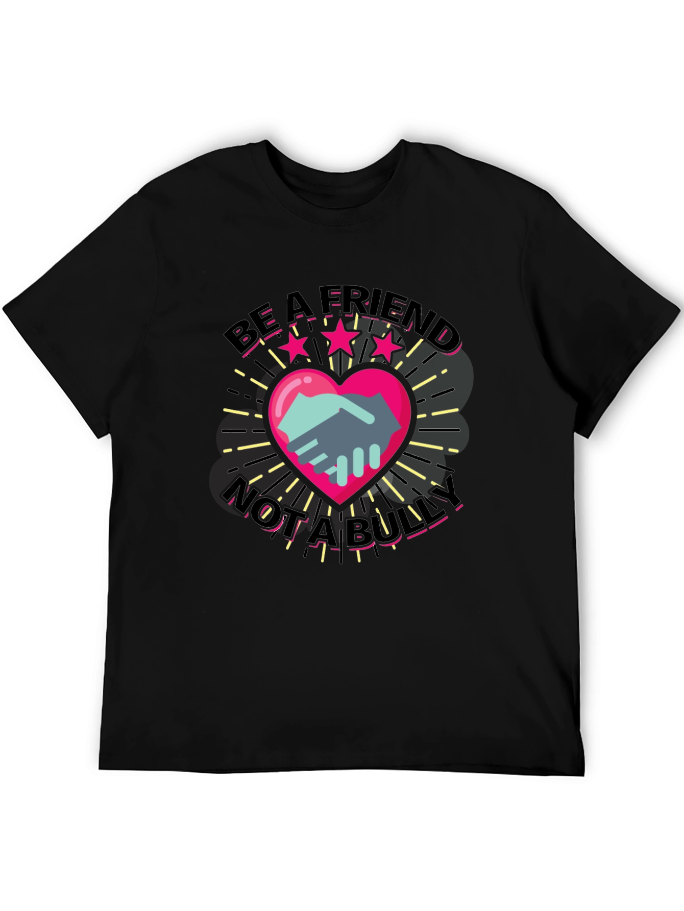 Black Be a Friend T-Shirt - Anti-Bullying Design view 5