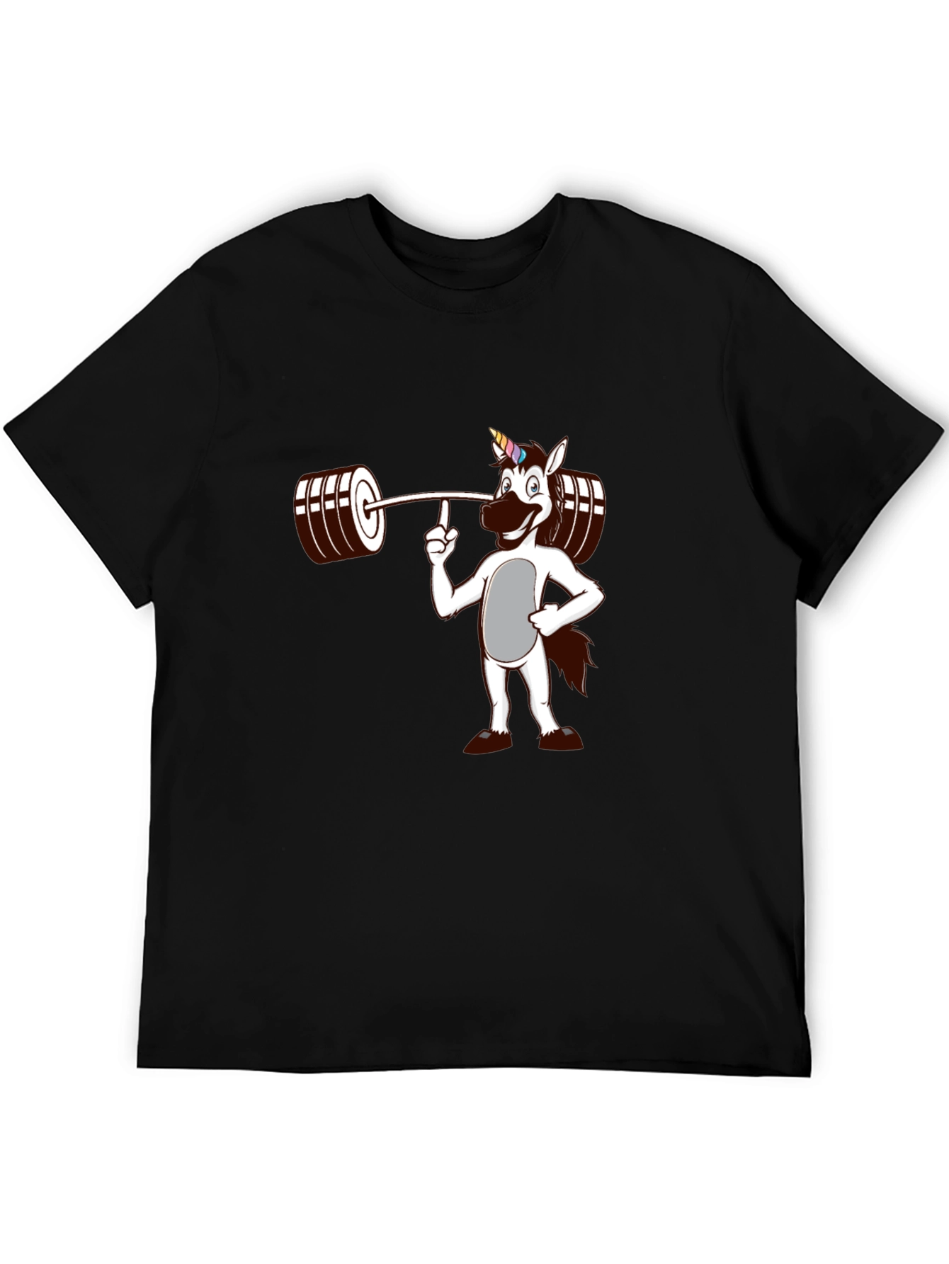 Black Unicorn Lifting Weights Graphic T-Shirt view 5