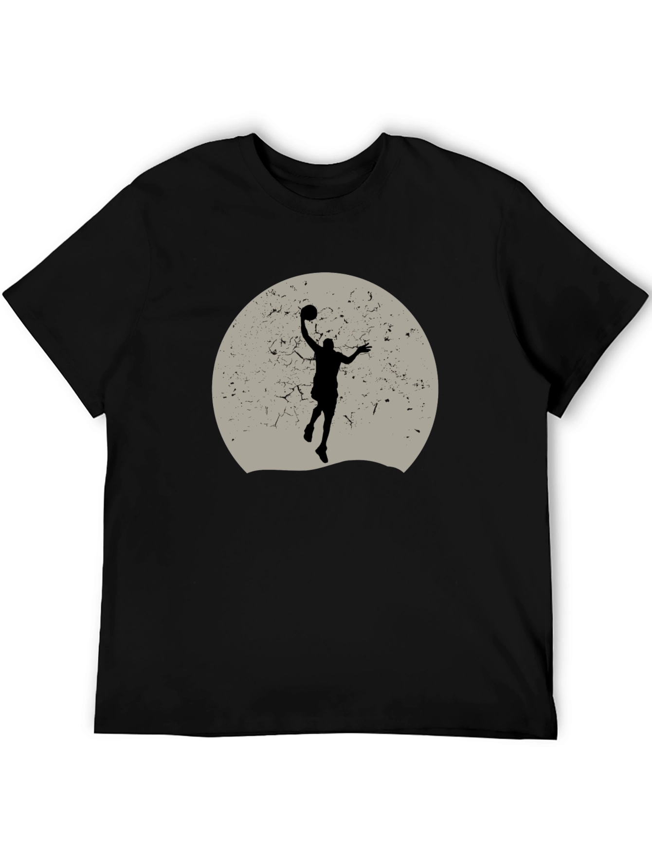 Black Basketball Silhouette Graphic Tee - Black Cotton Blend view 5