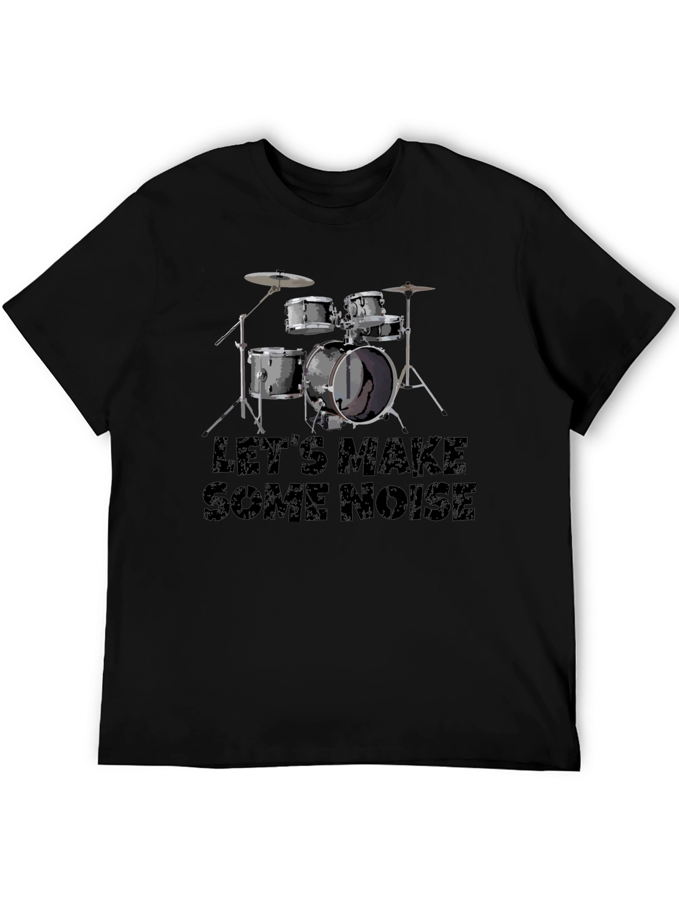 Black Let's Make Some Noise Black Drum Kit T-Shirt view 5