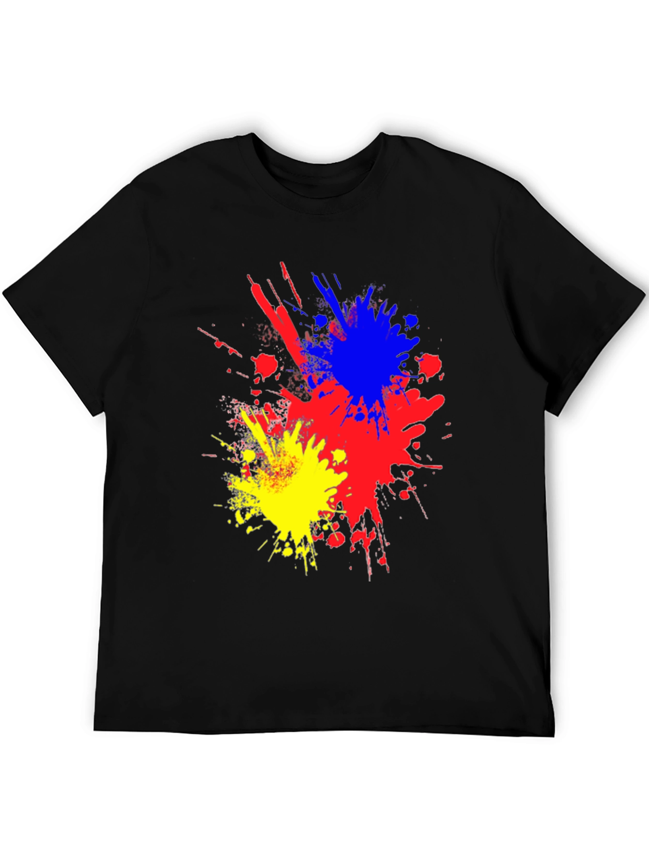 Black Abstract Paint Splatter Graphic Black T-Shirt view 5