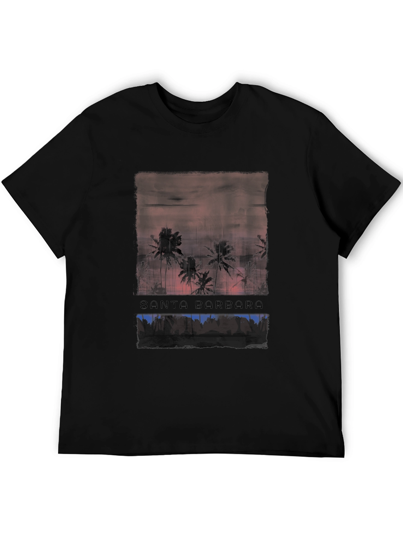 Black Santa Barbara Palm Sunset Graphic Tee view 5