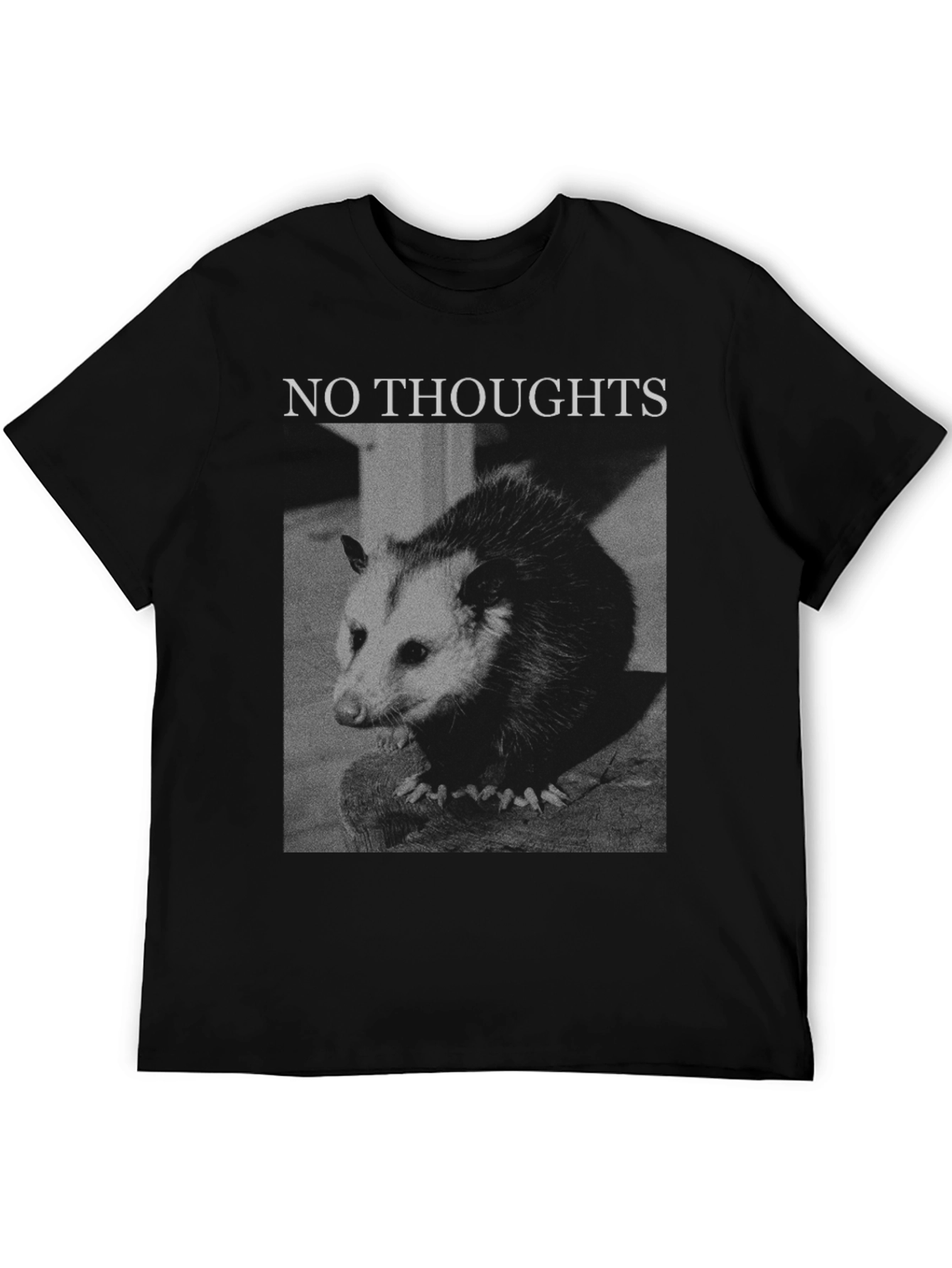Black No Thoughts Opossum Graphic T-Shirt view 5
