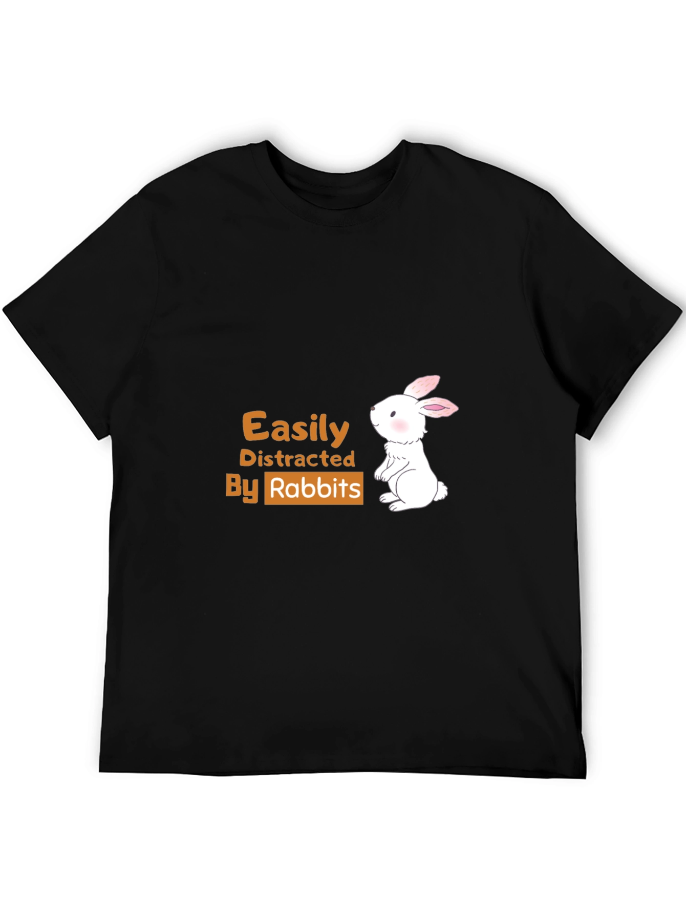Black Easily Distracted By Rabbits T-Shirt view 5
