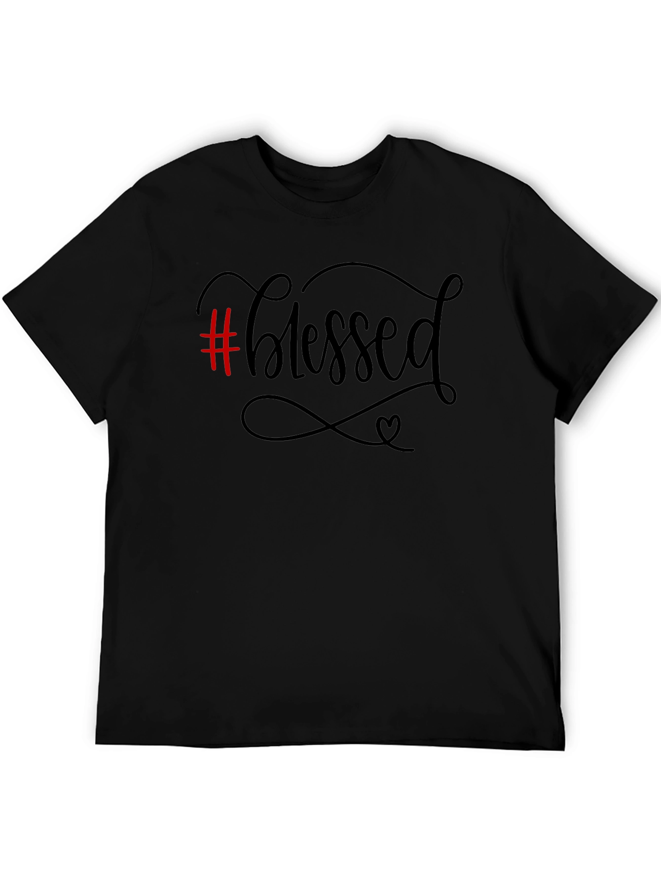 Black #Blessed Graphic Print Men's Black T-Shirt view 5