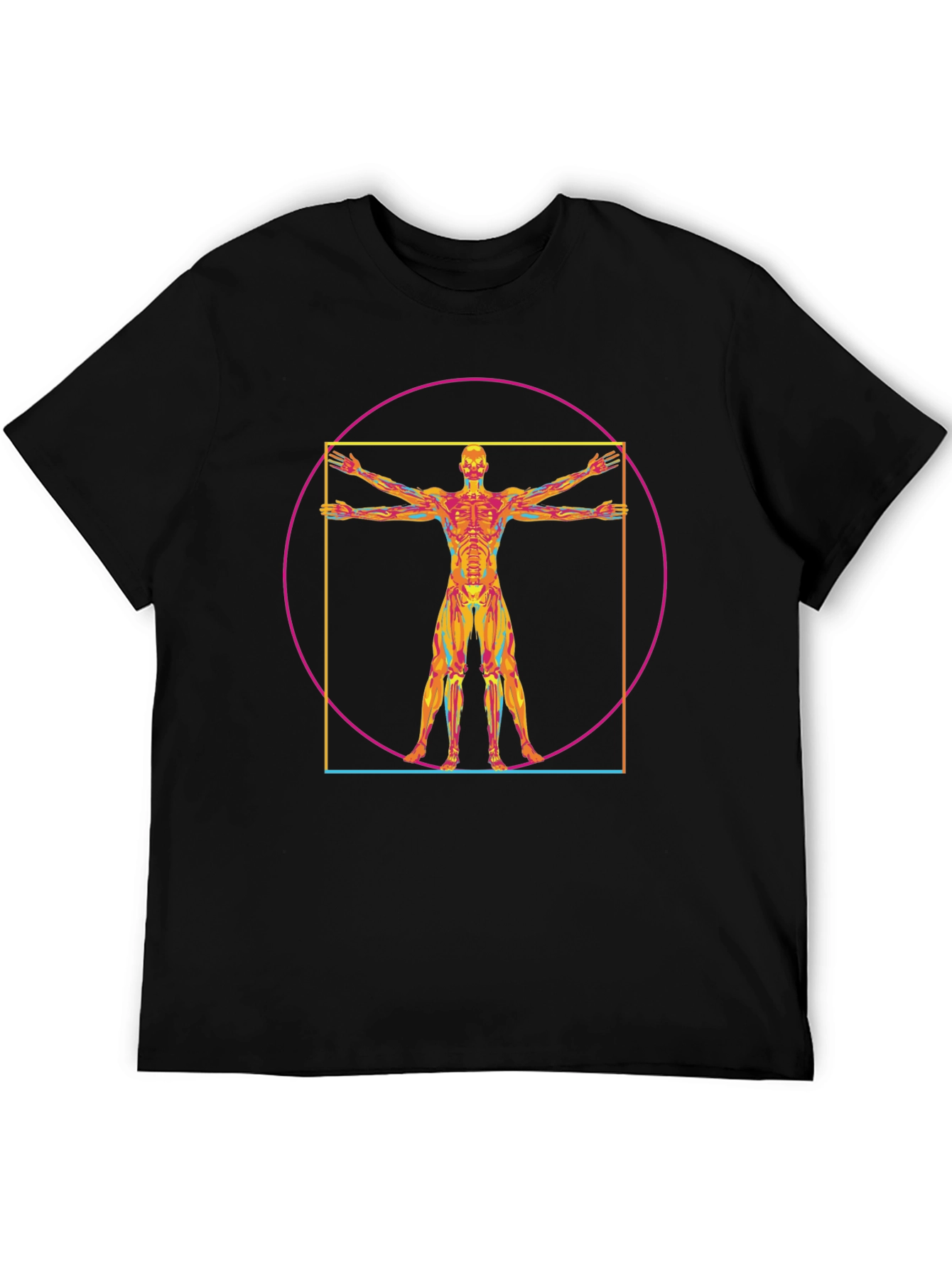 Black Vitruvian Man Anatomy T-Shirt - Artistic Design view 5