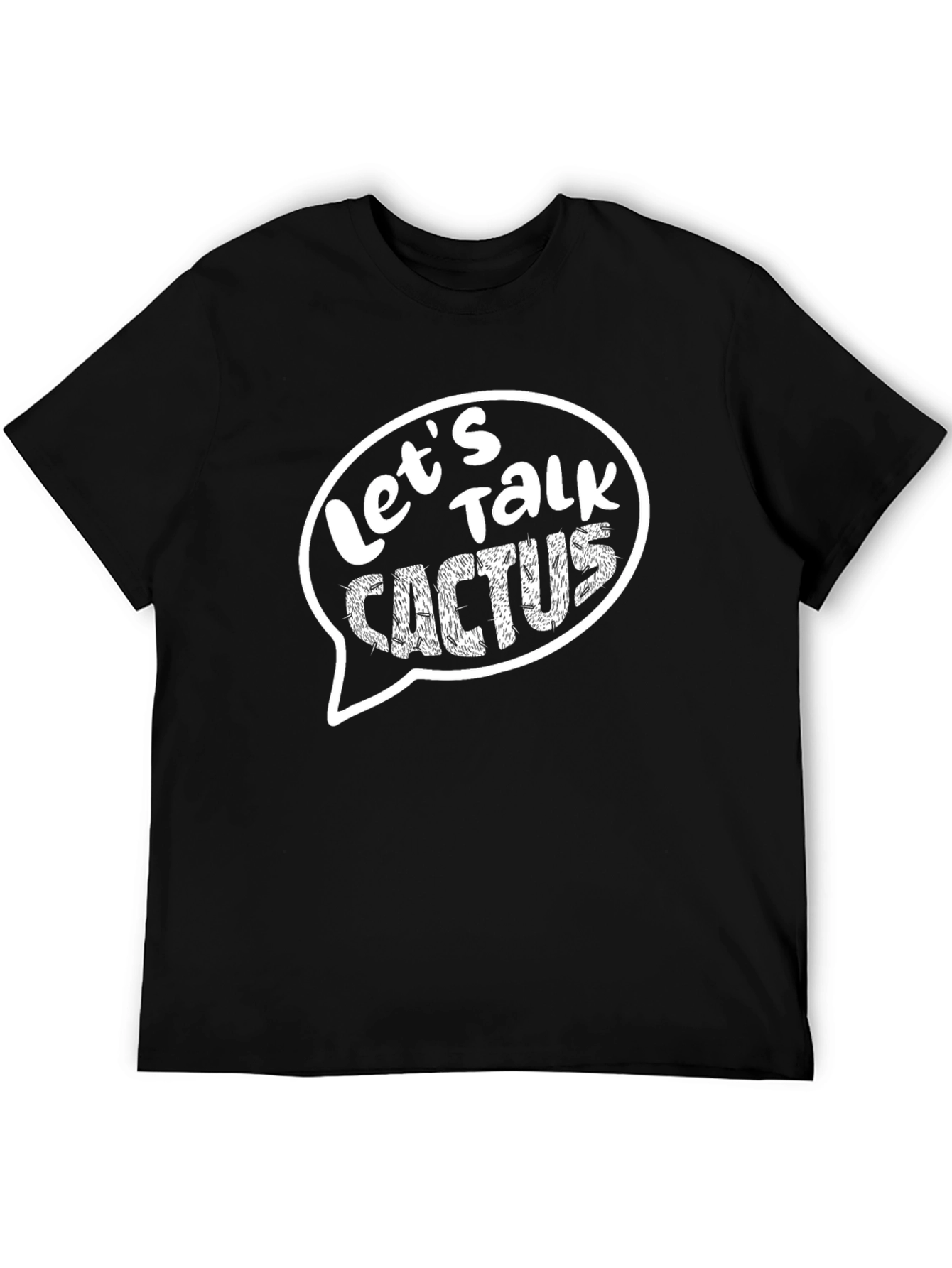 Black Let's Talk Cactus Graphic Tee - Unique Statement Shirt view 5