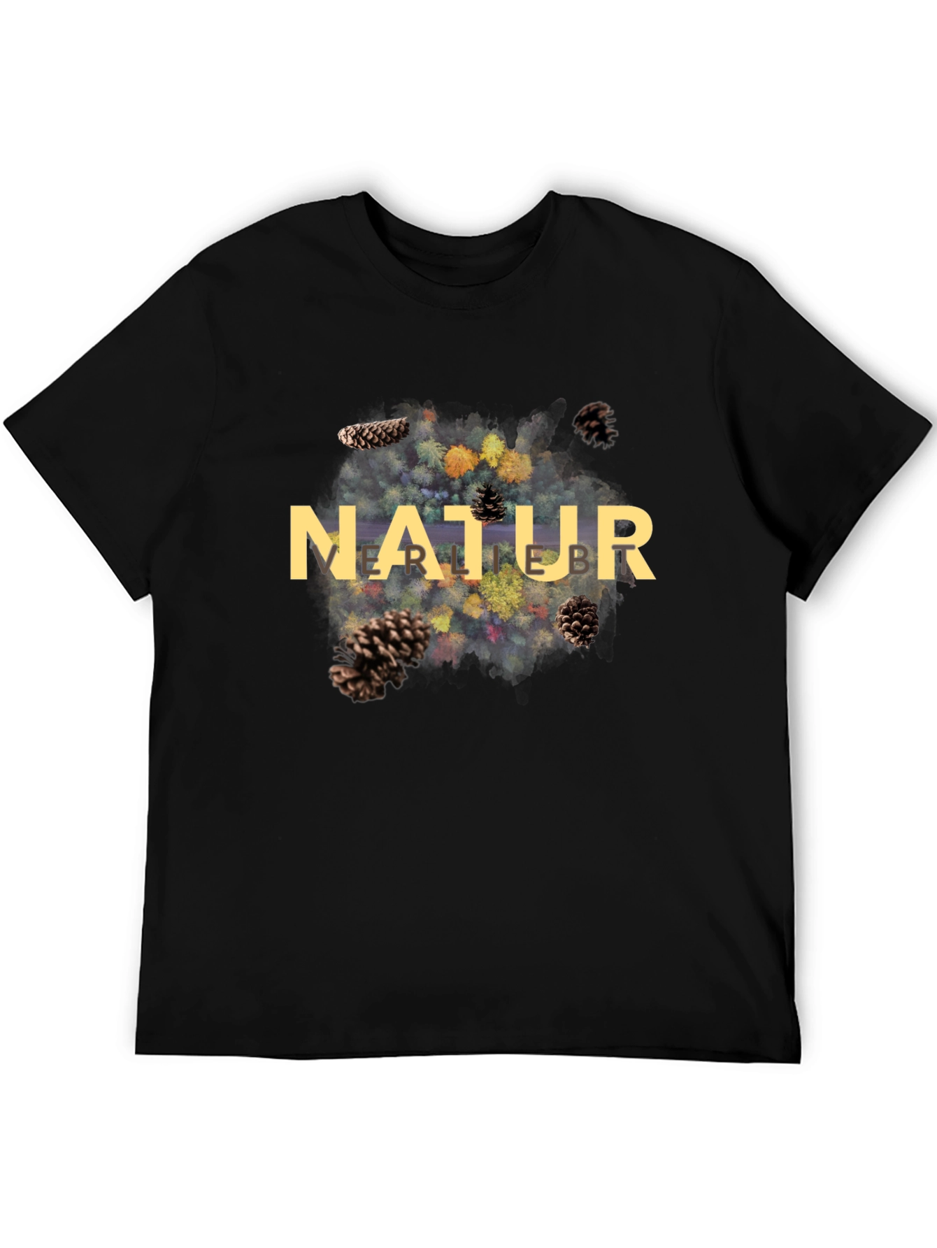 Black Natur Pine Cone Graphic Black T-Shirt view 5