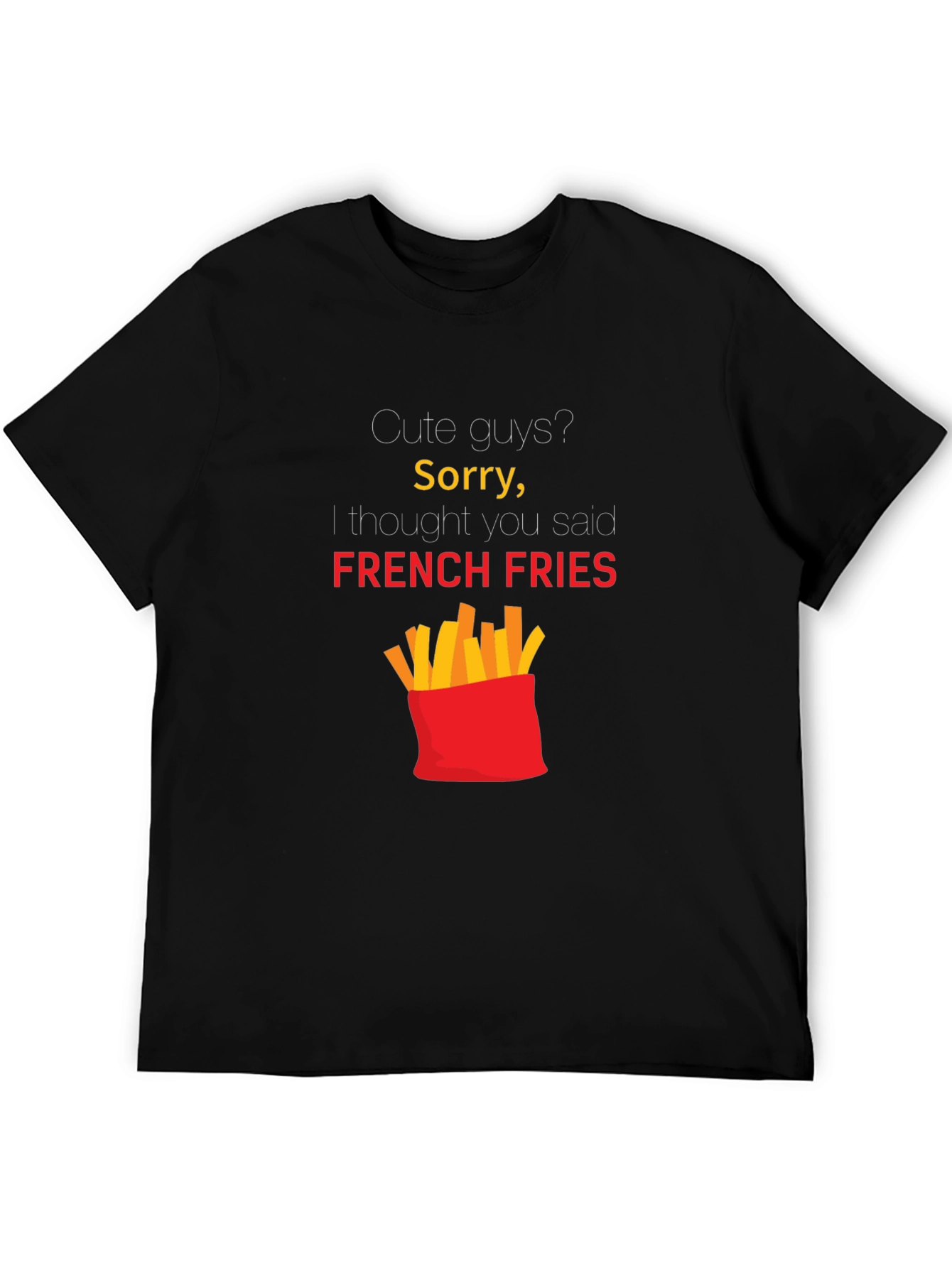 Black Funny French Fries Graphic Tee - Unisex view 5
